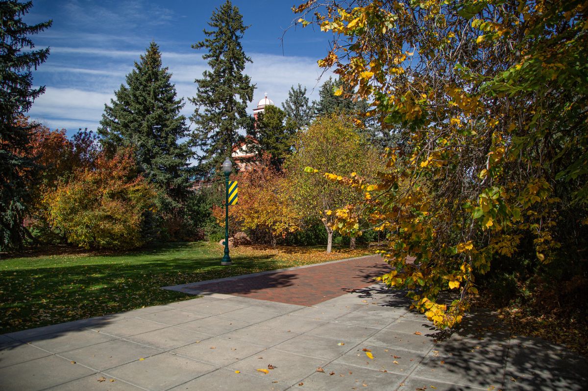 view of Main Hall on the northwest denver campus during the fall